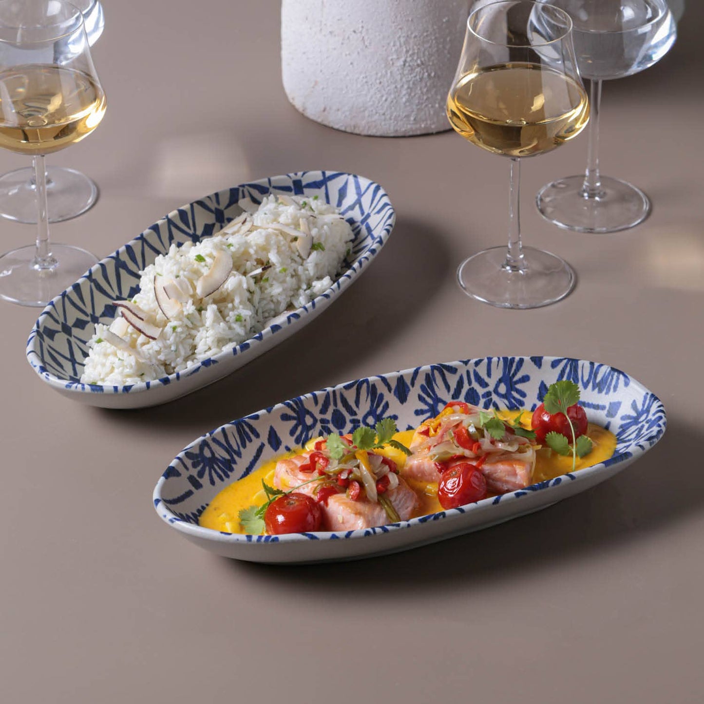 Deep Oval Platter Large 12.6 x 6.3" Set of 2 designs Maya