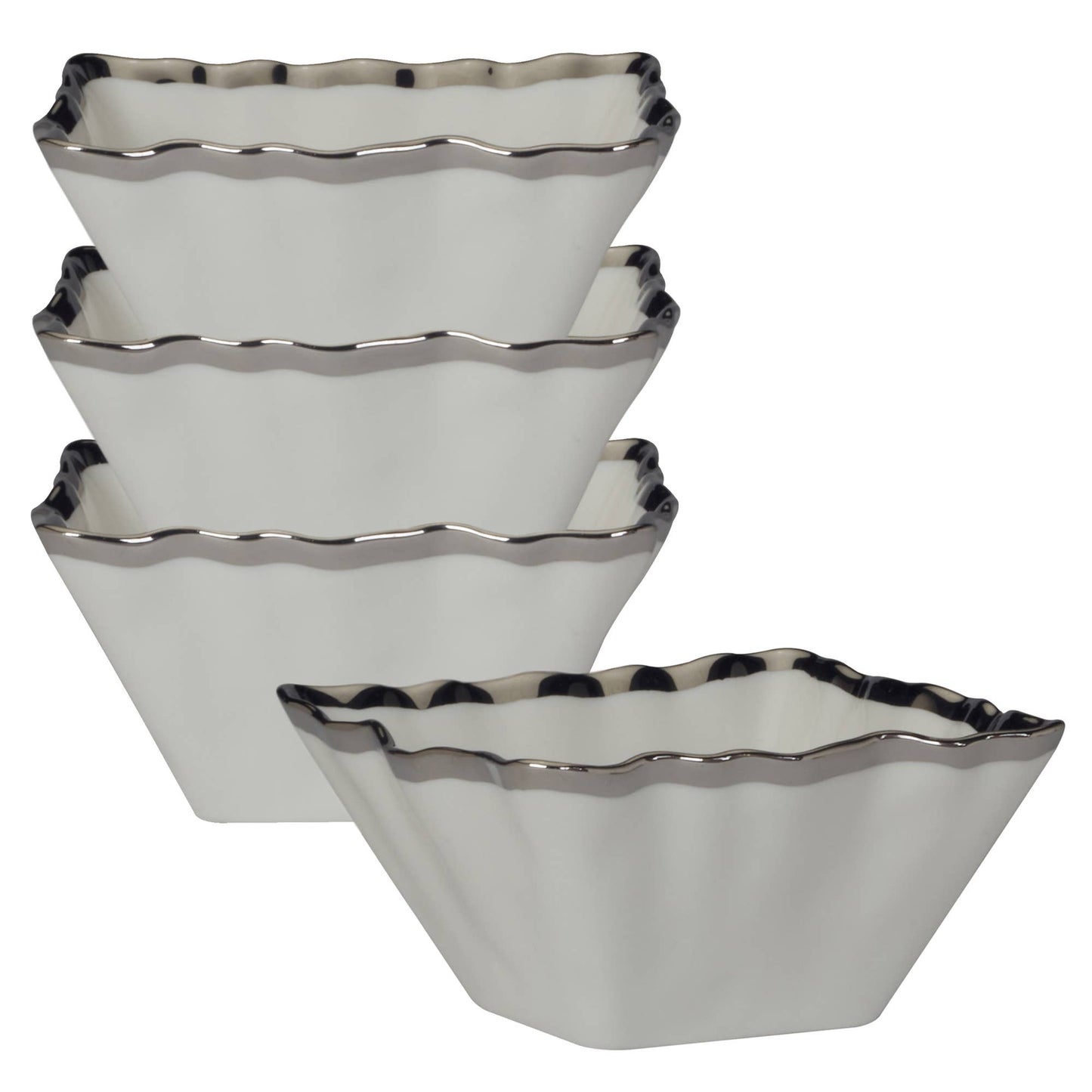 Regency Silver Square Snack Bowls 5in x 2.5in