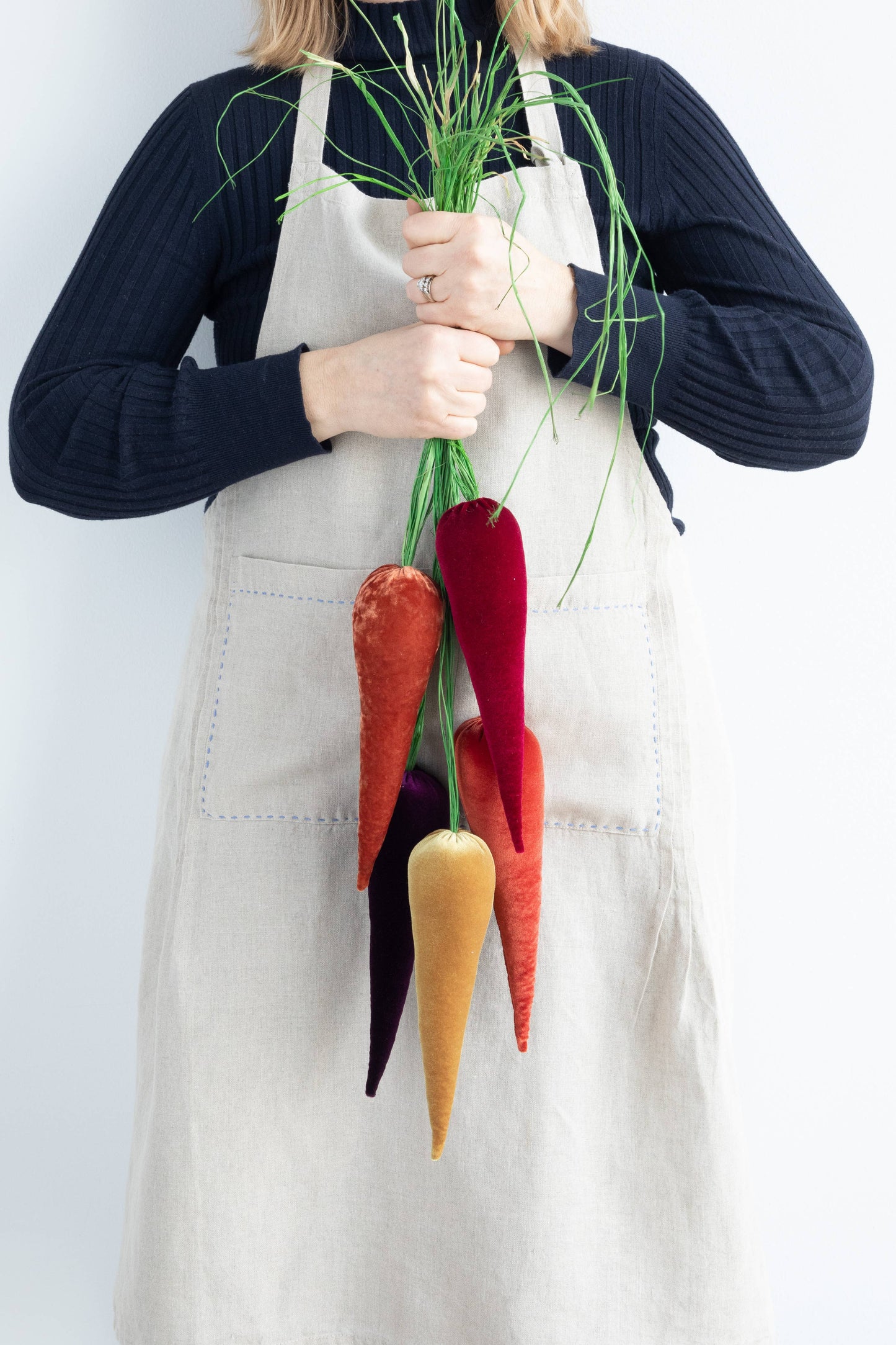 Lush Velvet Carrots Spring Basket Decor, Unique Wall Hanging