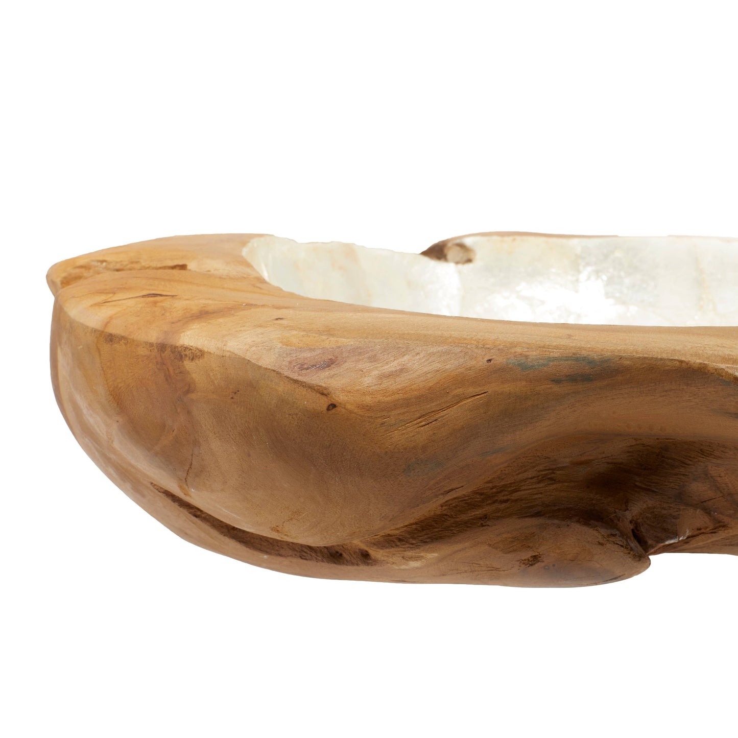 Bohemian Brown Teak Wood Decorative Bowl - Capiz Interior