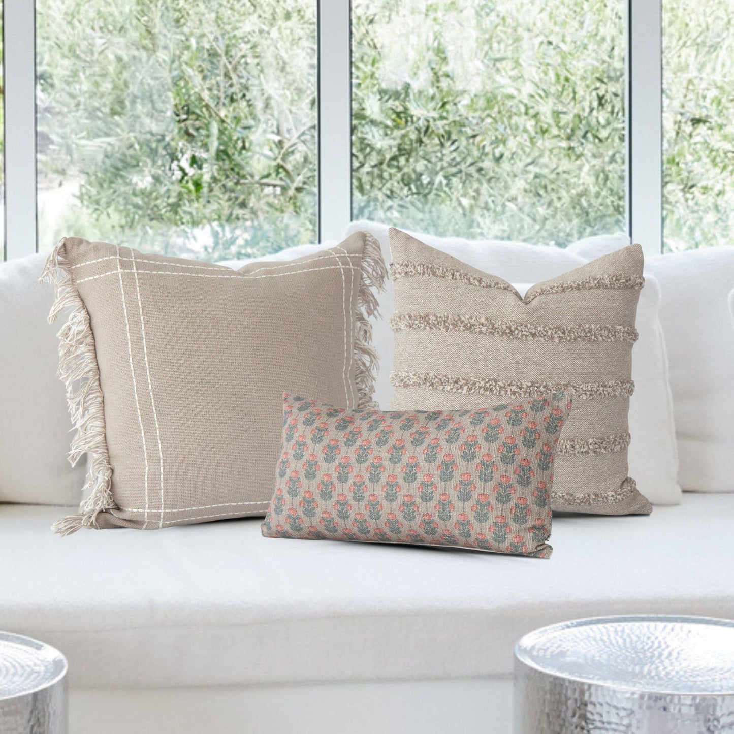 Layla Tufted Striped Pillow - Decorative, Textured