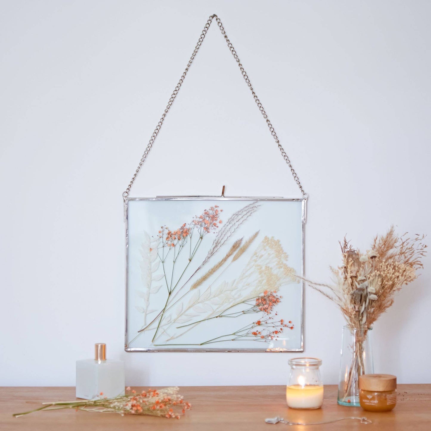 Dia Large Silver Glass Hanging Photo Frames - Handmade
