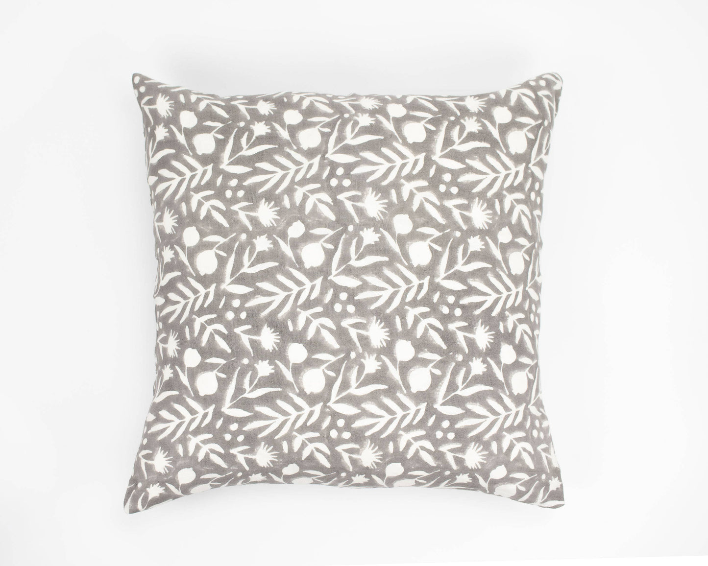 Aja Floral Block Print Pillow - Feather Gray