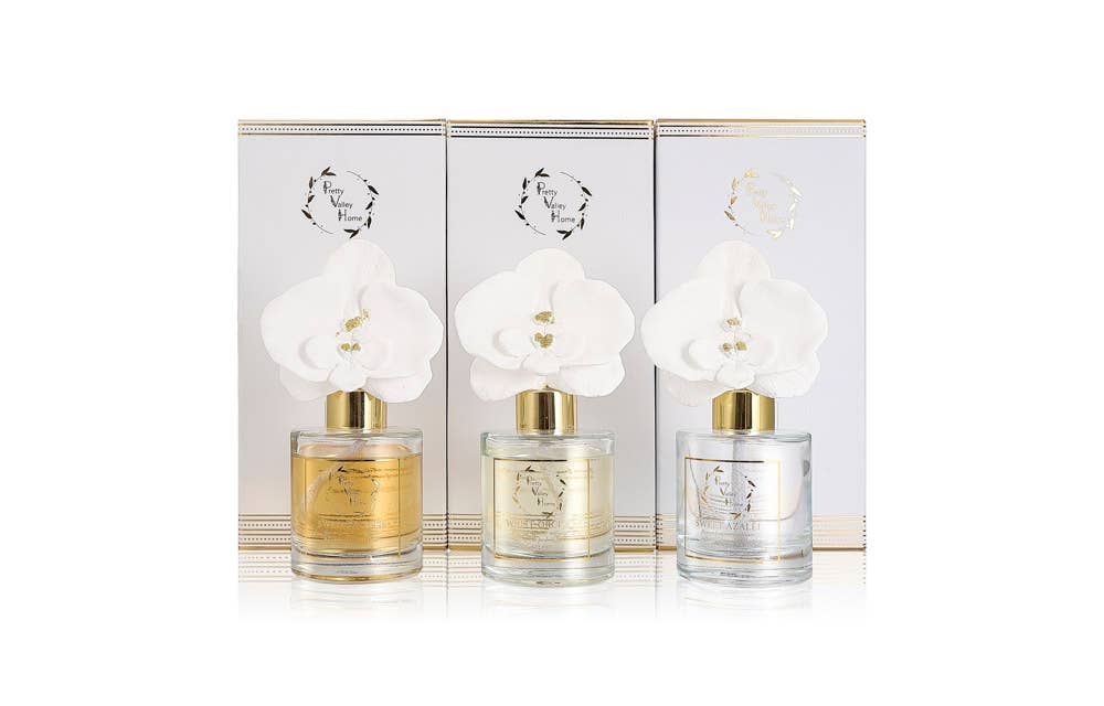 Golden Orchid Flower Diffuser Gift Set - White Orchid