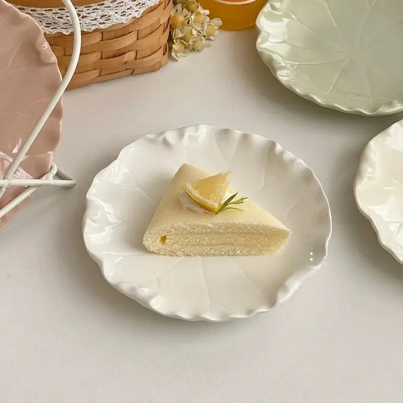 Elegant 6" Ceramic Leaf Dessert & Appetizer Plate (4 colors)