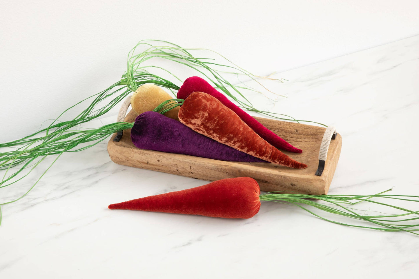 Lush Velvet Carrots Spring Basket Decor, Unique Wall Hanging