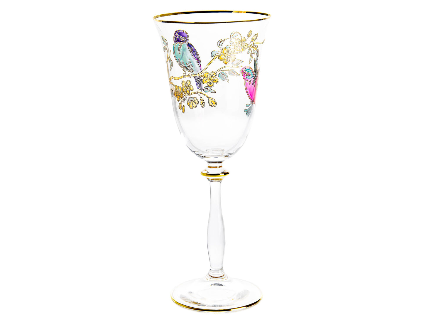 Set of 4 Glasses with Bird Design