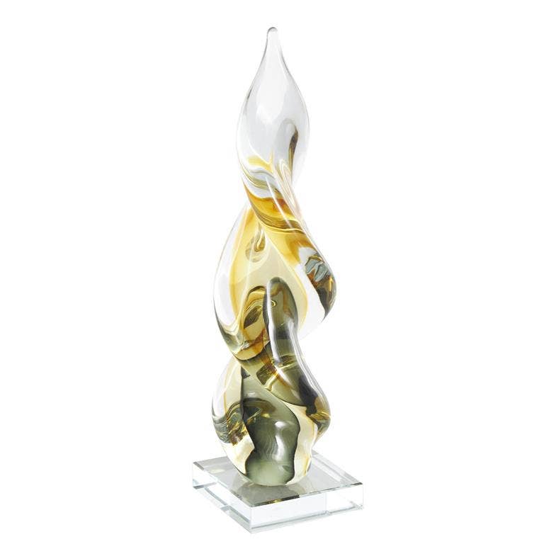 Multi Colored Abstract Artistic Twisted Glass Sculpture- 12"