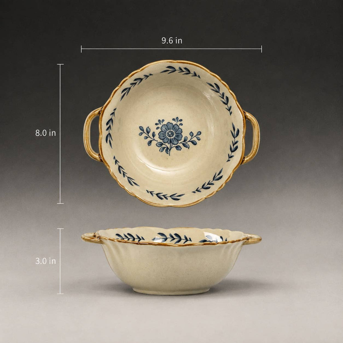 Irregular Handcrafted Ceramic Bowl with Handles