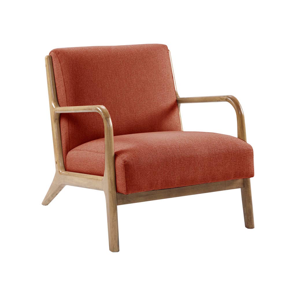 Scandinavian Elm Wood Spice Red Lounge Chair *