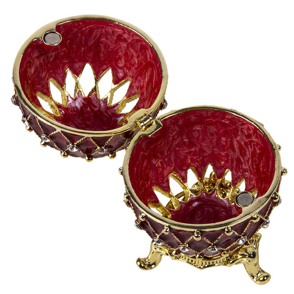 Openwork Imperial Mesh Egg / Jewelry Box in Red