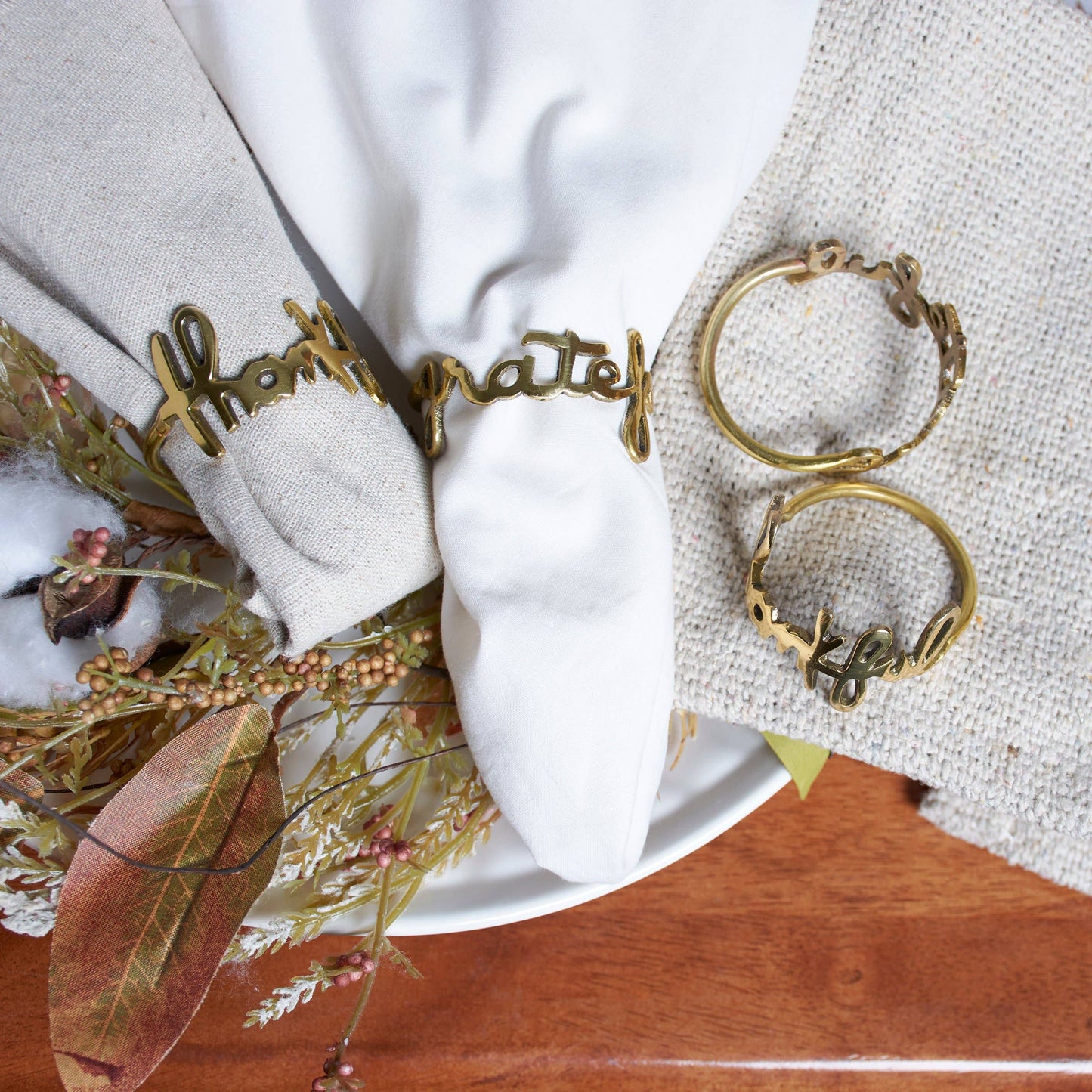 Grateful & Thankful Napkin Ring Set