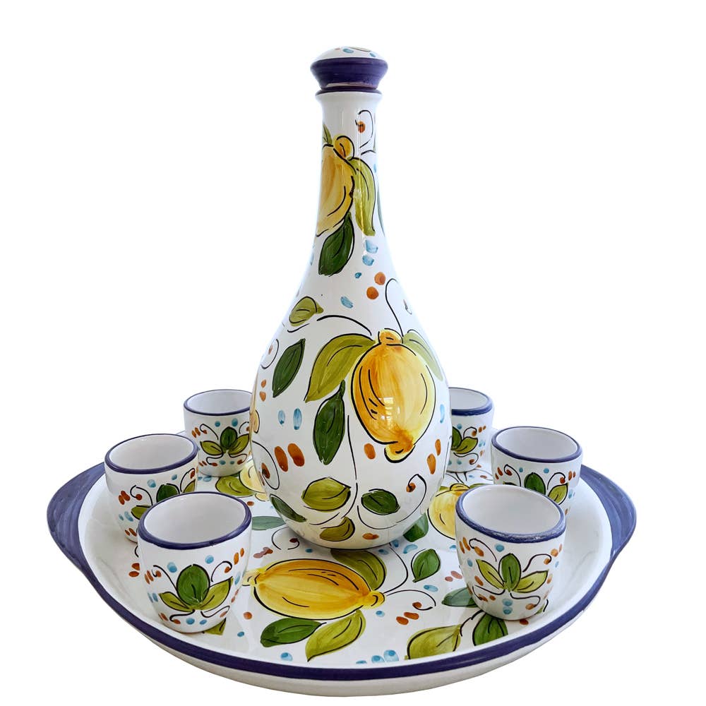 8 piece hand painted Limoncello set