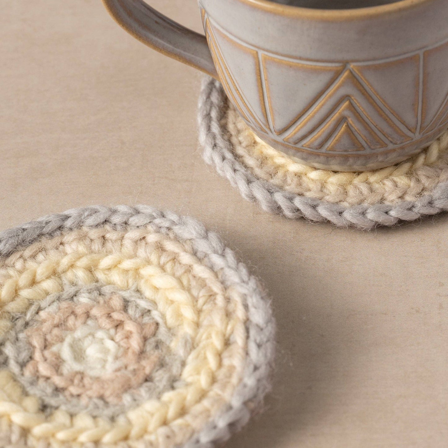 Watercolor Crocheted Mug Rugs - Set of 2