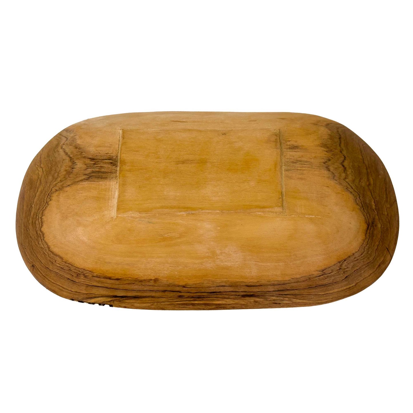 Tri-Section Olive Wood Serving Platter with Batik Bone Accent