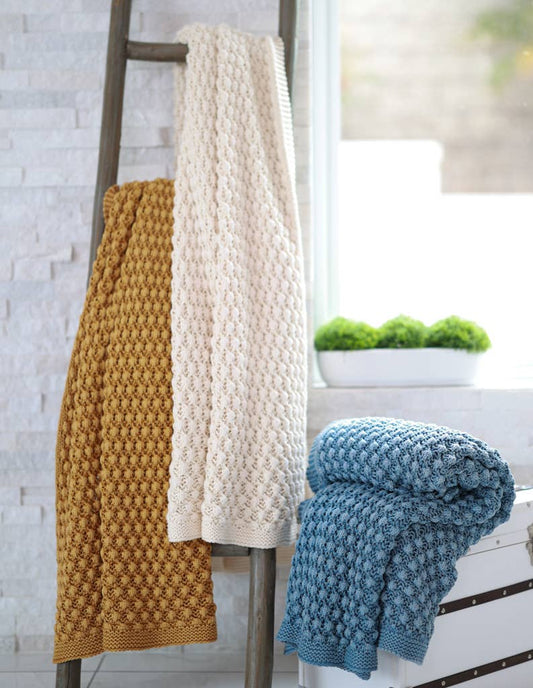 Popcorn Cotton Knitted Throw Blanket
