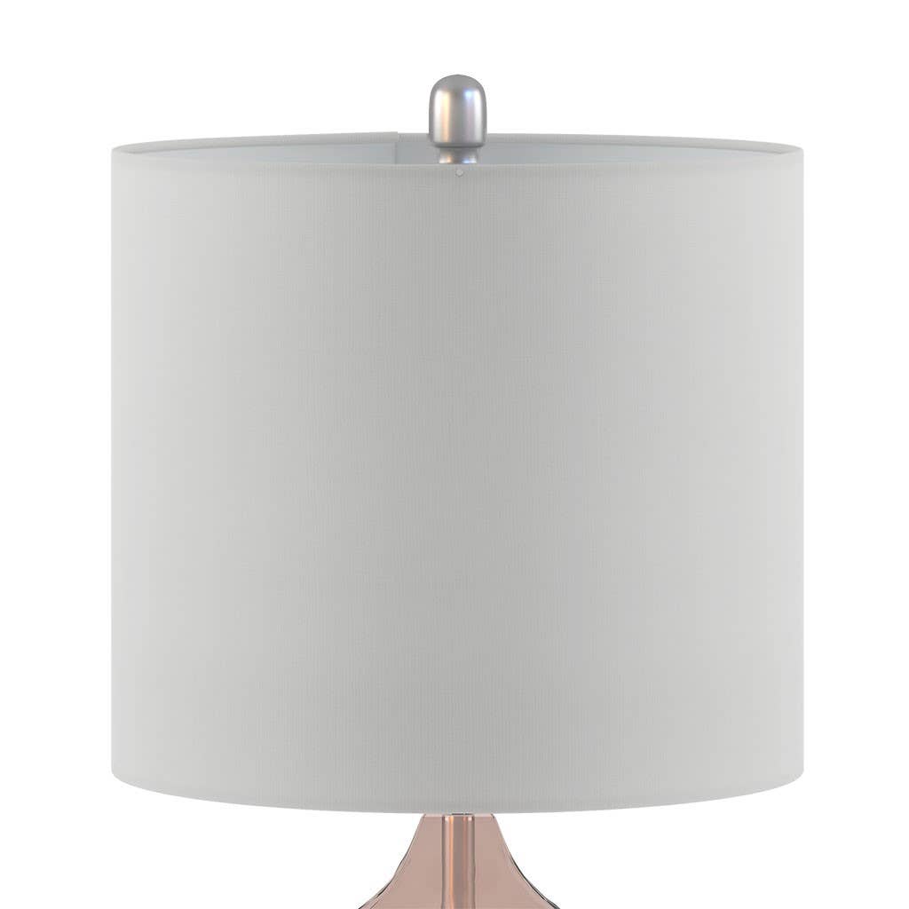 [Set of 2] Clear Glass Base Table Lamps, Pink Glass
