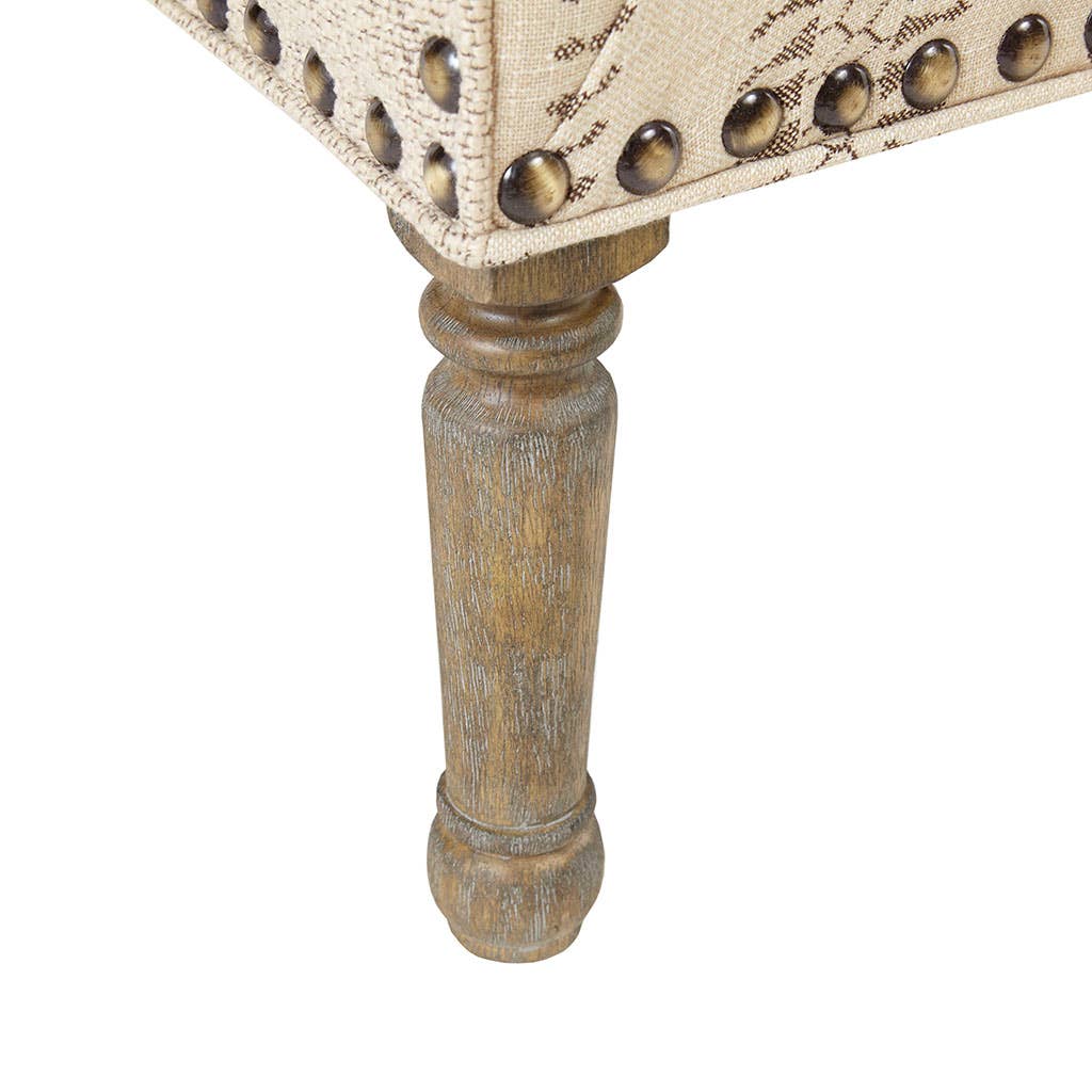 Patterned Beige Wing-Back Guest Chair *