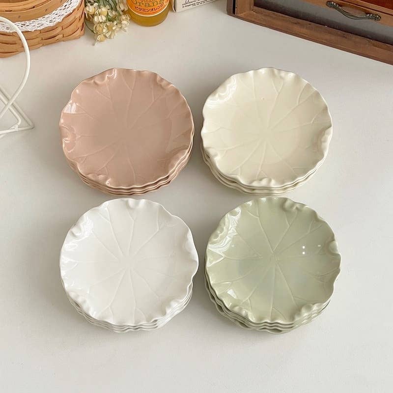 Elegant 6" Ceramic Leaf Dessert & Appetizer Plate (4 colors)