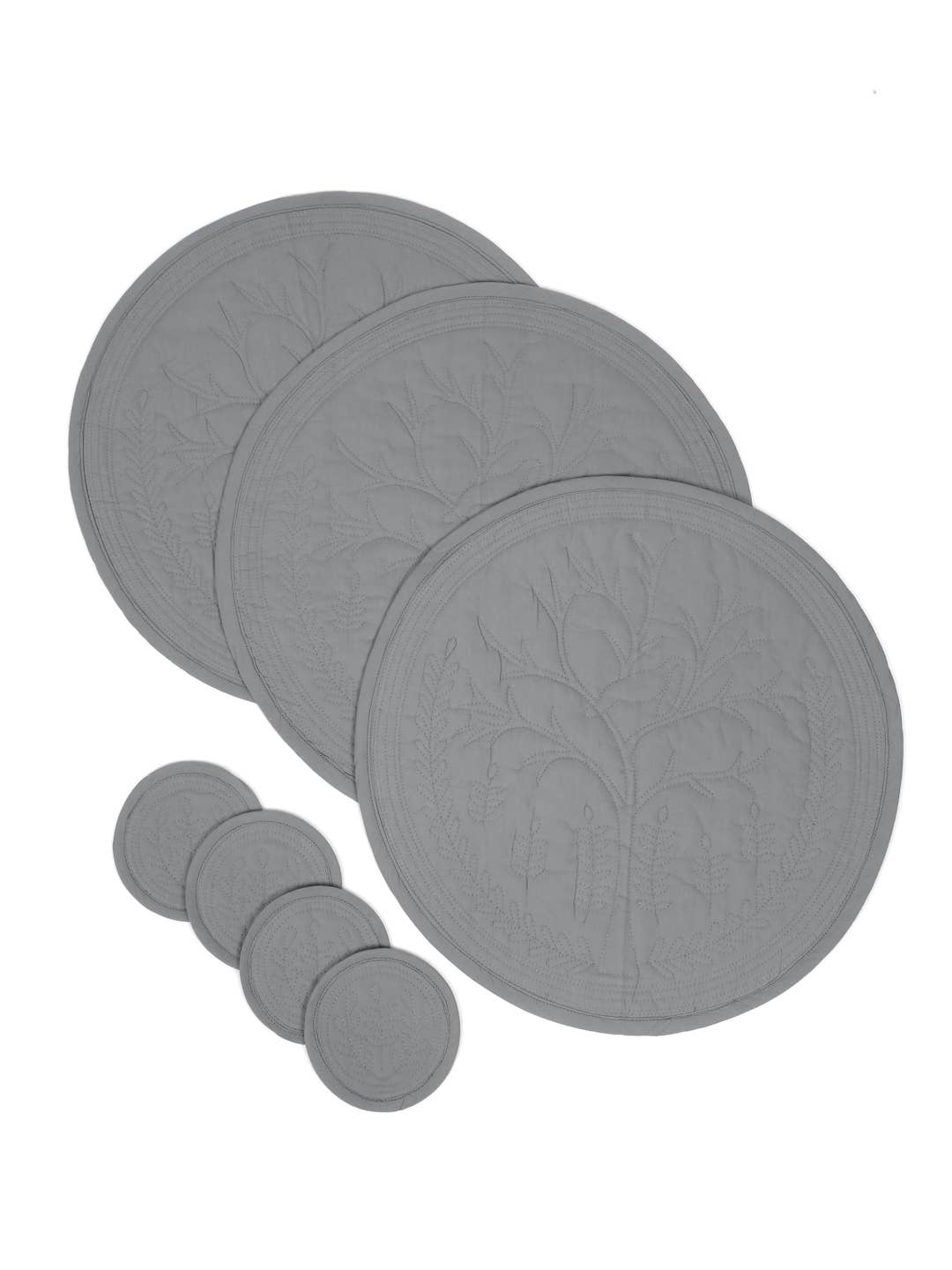 Set of 4 Grey Quilted Coaster |Quilted Fabric Drink Coaster