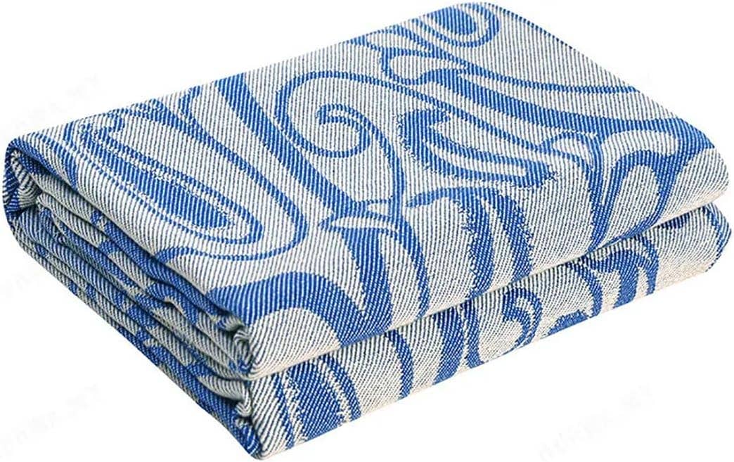Blue-grey Paisley Knit Tasseled 50"x60" Throw Blanket
