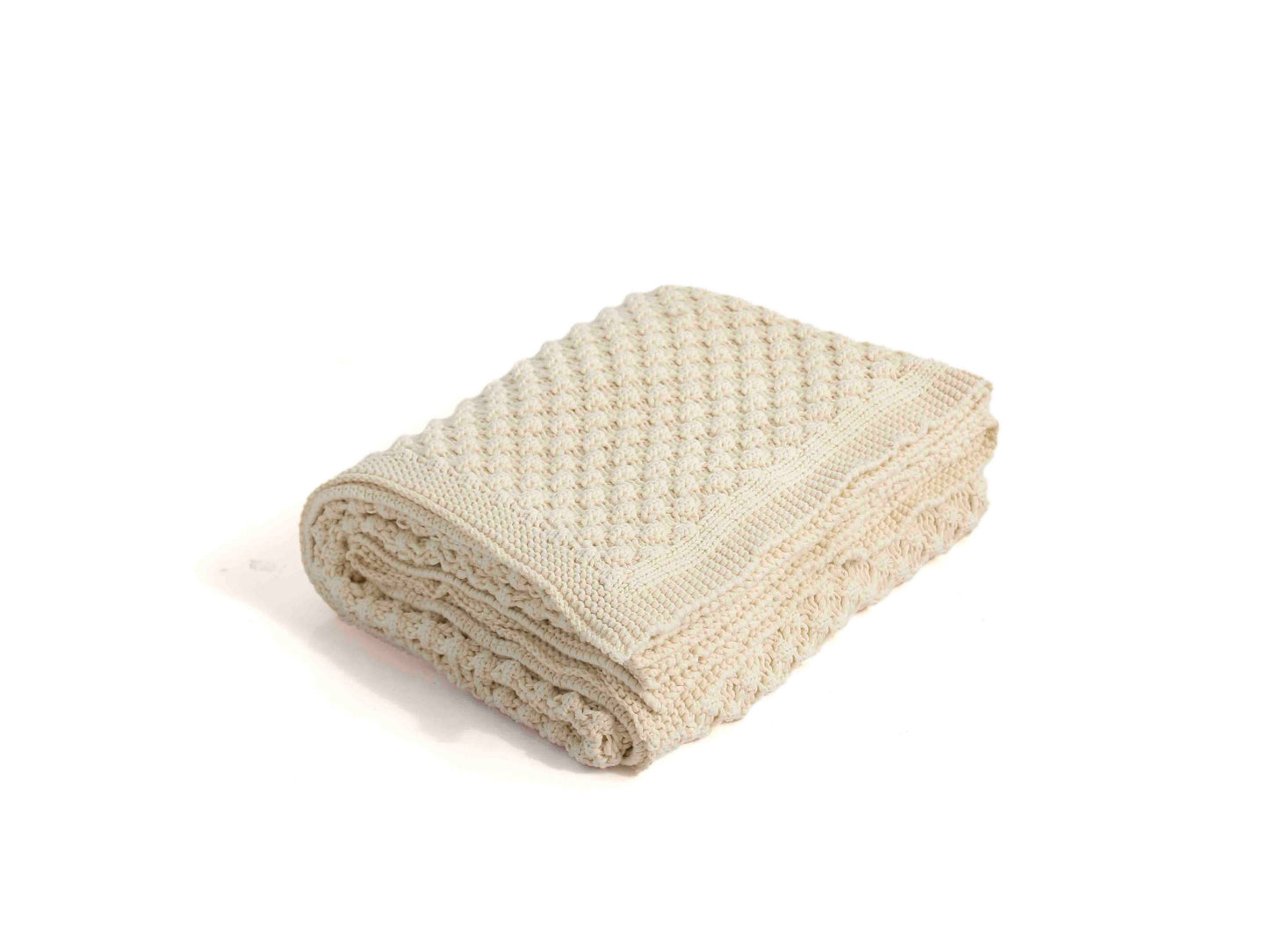 Popcorn Cotton Knitted Throw Blanket