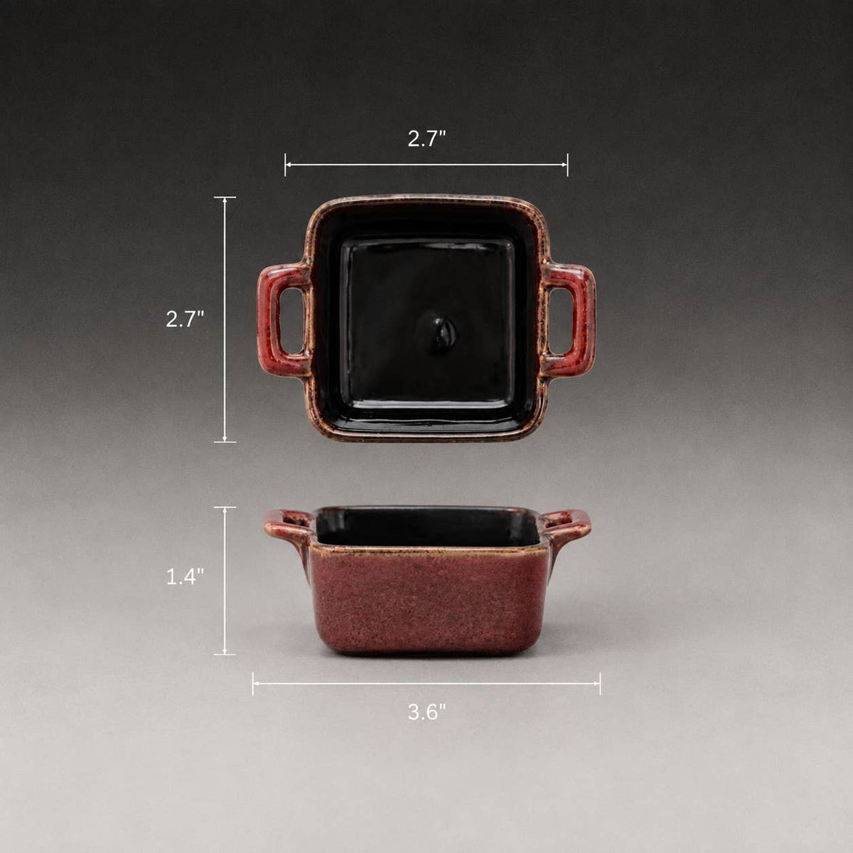 Reactive Glaze Square Ceramic Dish with Handles