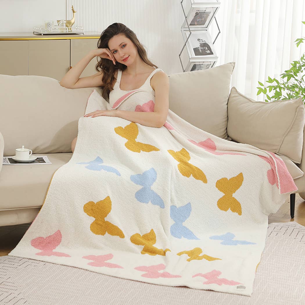 Butterfly OR Horse Print Cozy Soft Throw Blanket