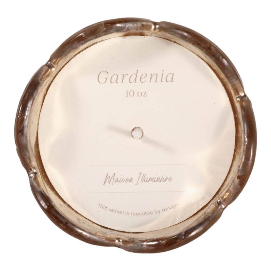 Scented Candle - Gardenia Soy Wax Gold Glass Vessel, 10 Oz.