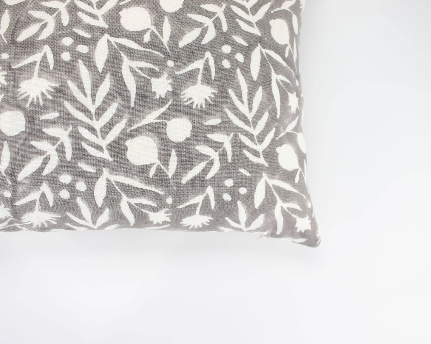 Aja Floral Block Print Pillow - Feather Gray