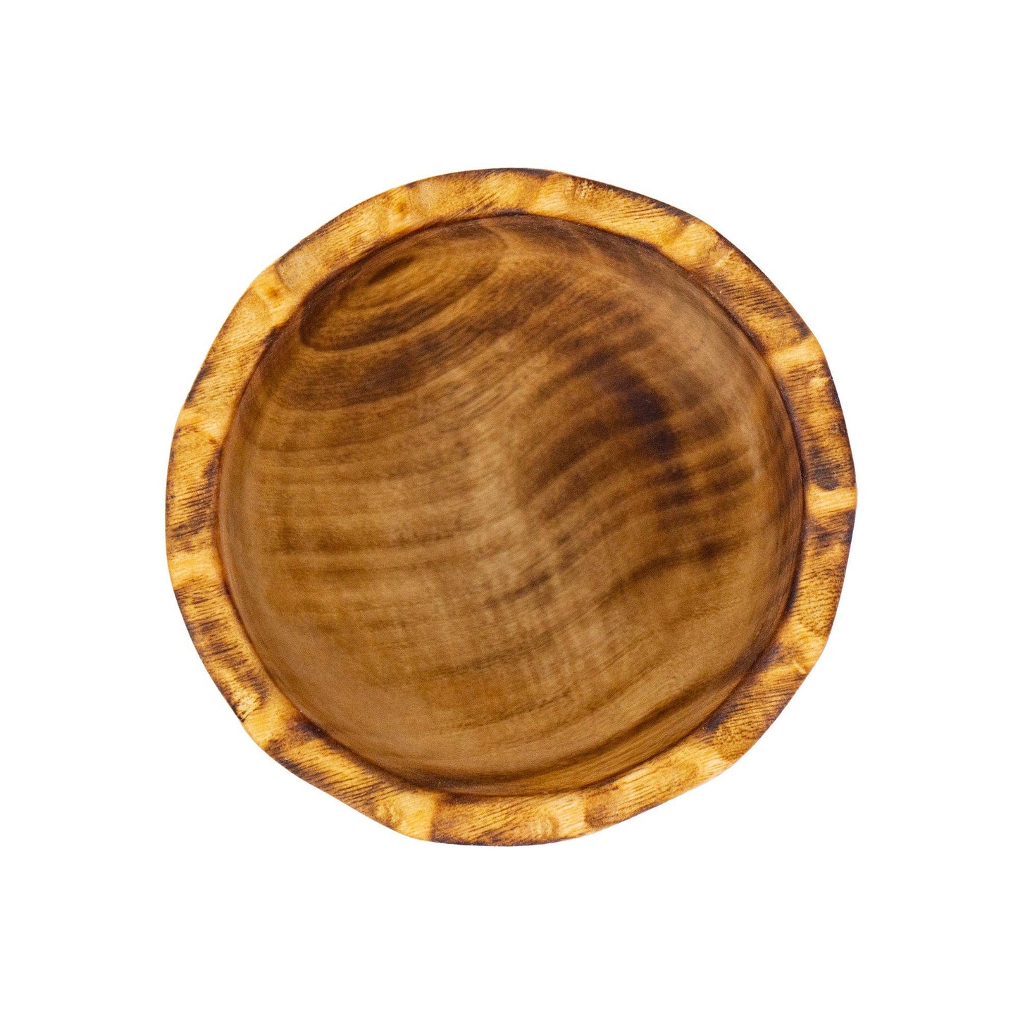 Nested Round Scalloped Jacaranda Wood Bowls, Set of 3