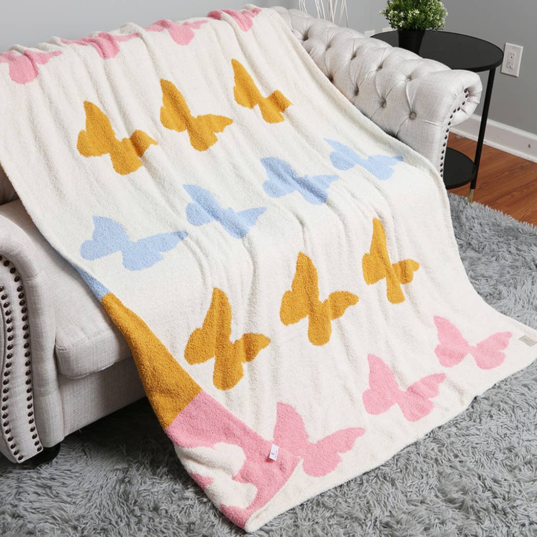 Butterfly OR Horse Print Cozy Soft Throw Blanket