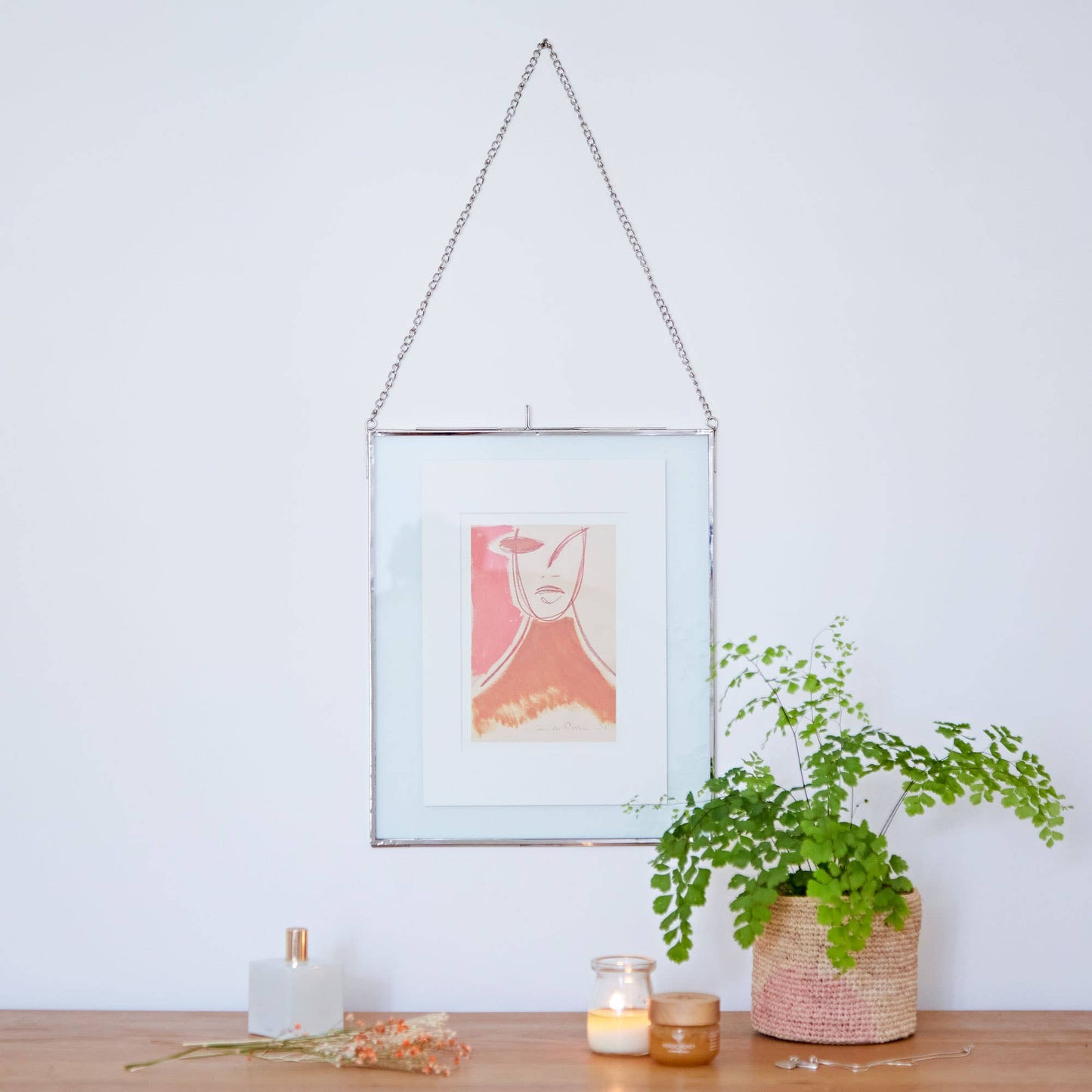 Dia Large Silver Glass Hanging Photo Frames - Handmade