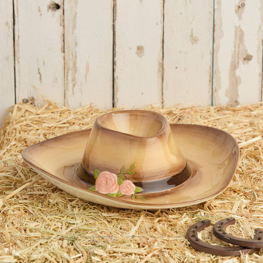 Rosewood Ranch 3-D Cowgirl Hat Chip & Dip 15.5" x 14" 8 oz