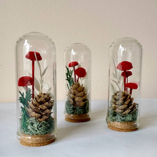 Christmas Holiday Mini Terrarium Glass Jar w/ Dried Florals