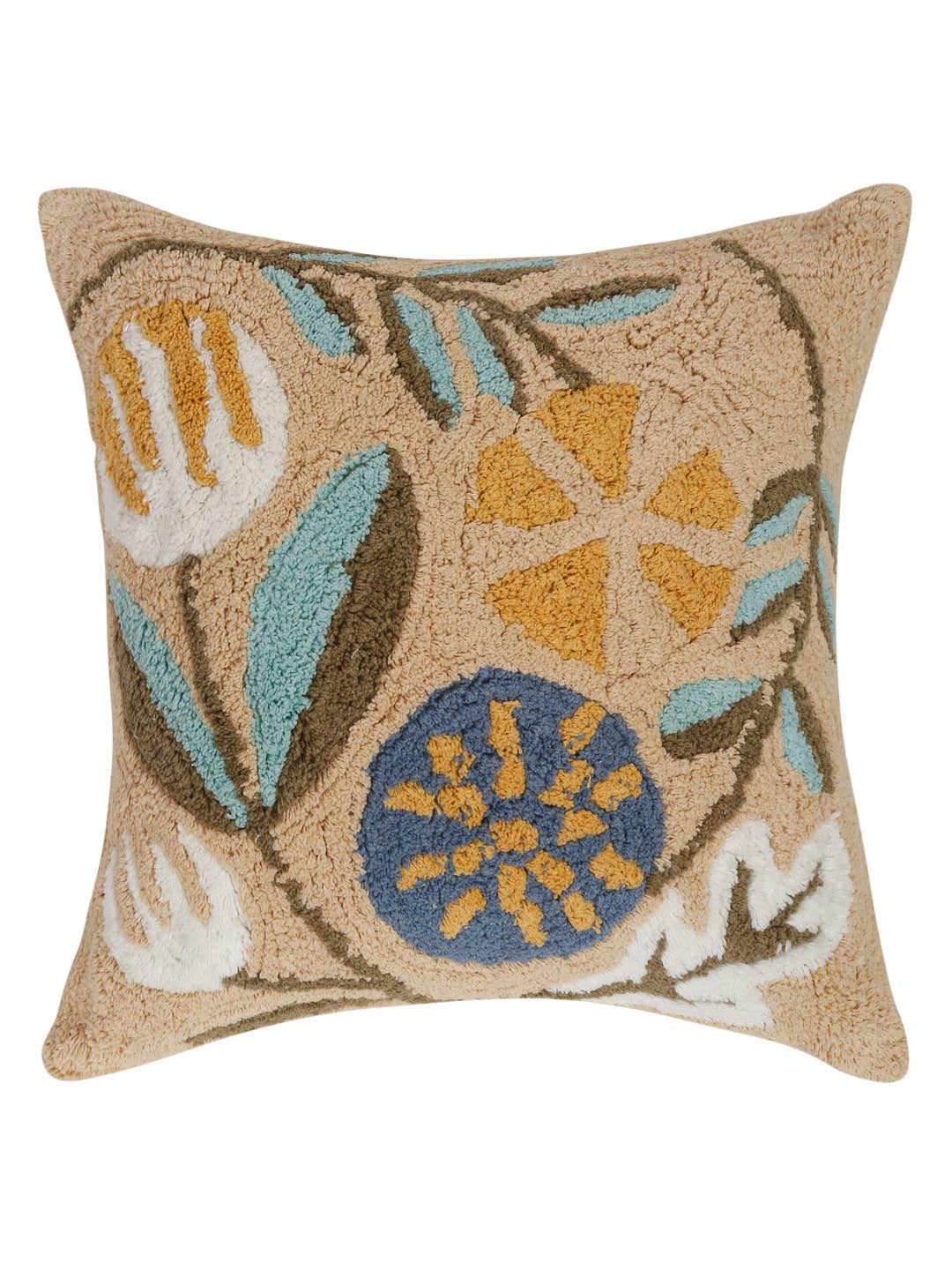 Floral Hand Tufted Pillow | 18 X 18 Decor Pillow