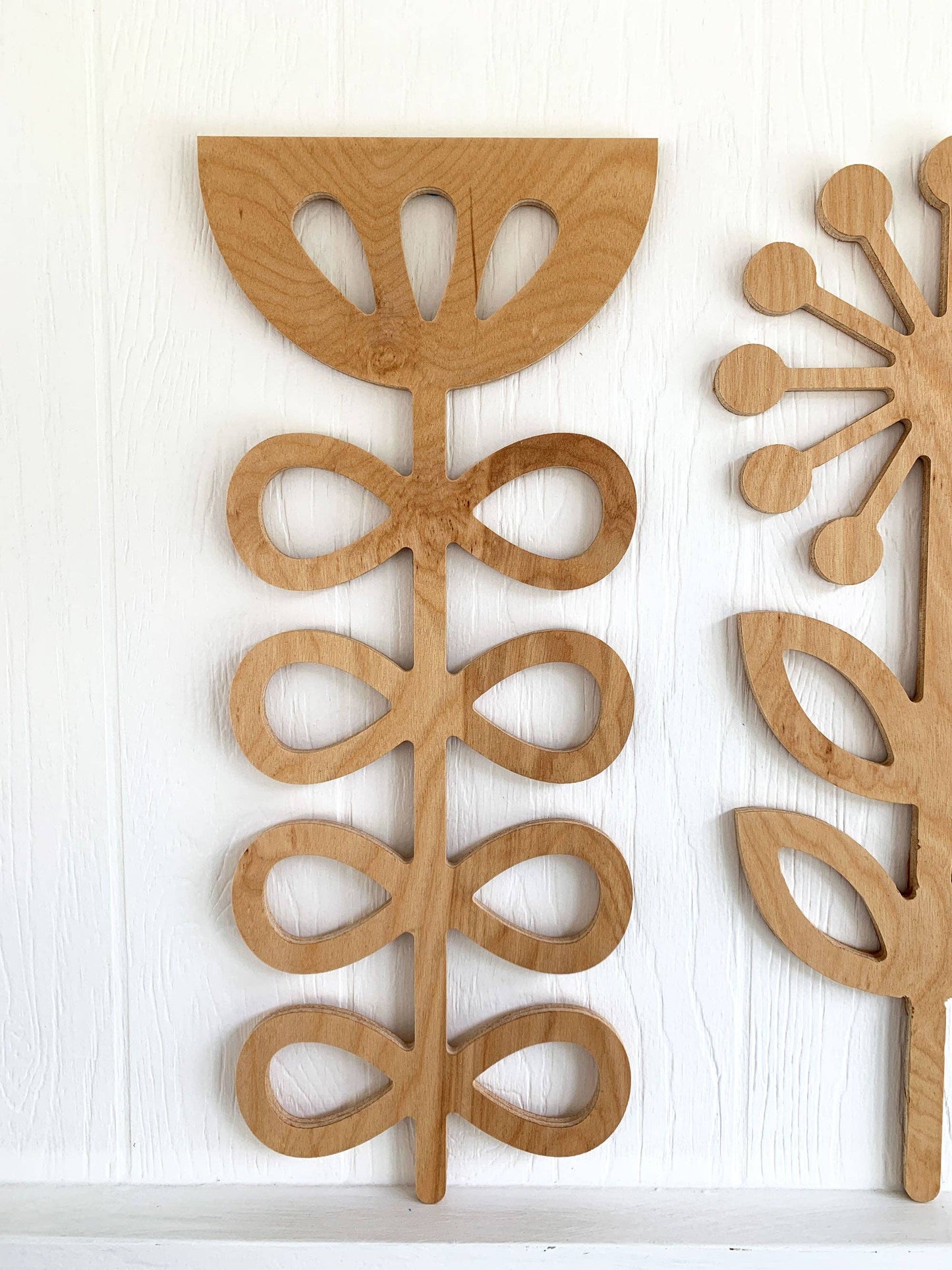Large wooden Scandinavian folk art flowers wall decor
