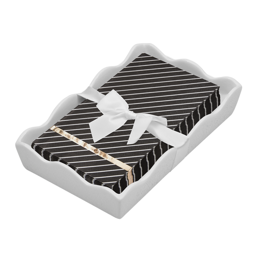 Ceramic Wave Napkin Tray with Guest Towel - Everyday Black