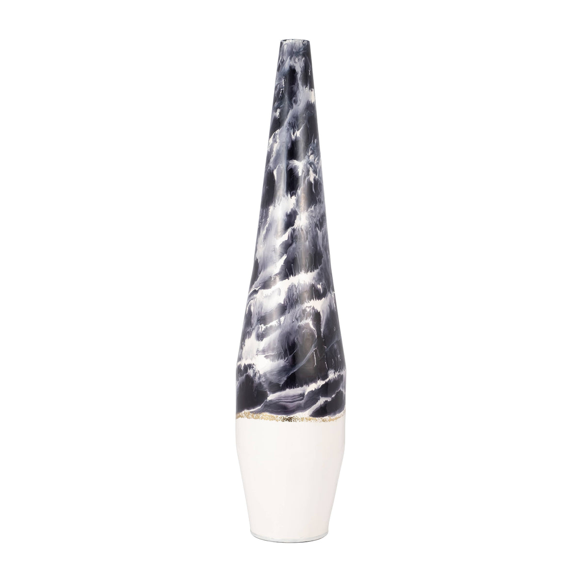 Decorative Vase - Blue/Ivory Metal Tapered Neptune, 35 in.
