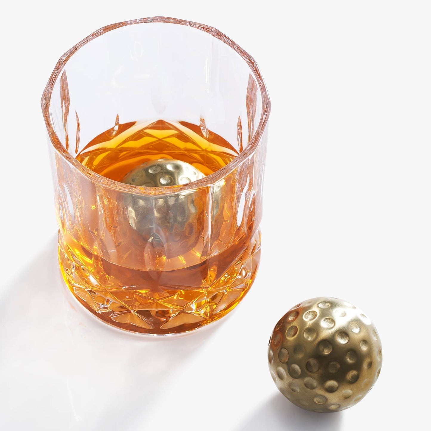 Golf Ball Whiskey Chillers & Glasses With Wood Gift Box