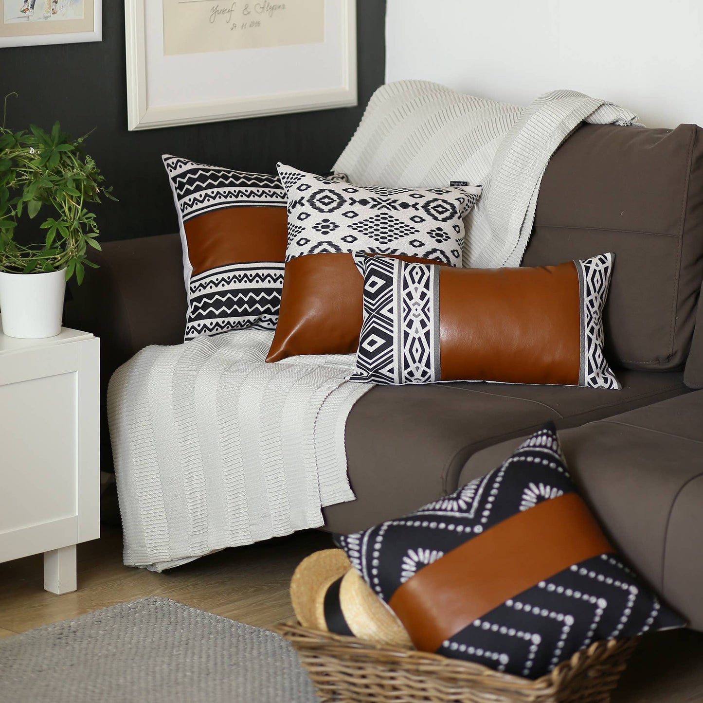 Decorative Vegan Faux Leather Throw Pillows