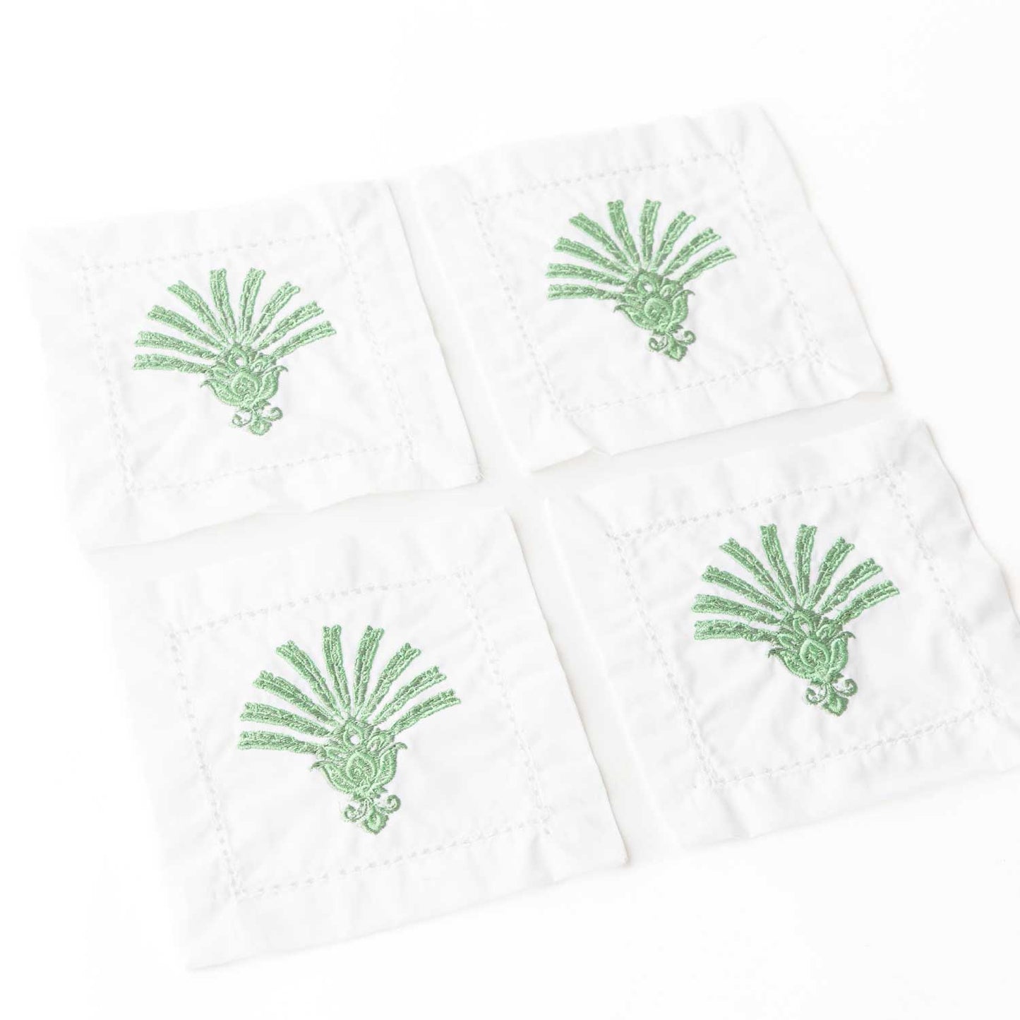 Deco Palm Embroidered Cocktail Napkin Set