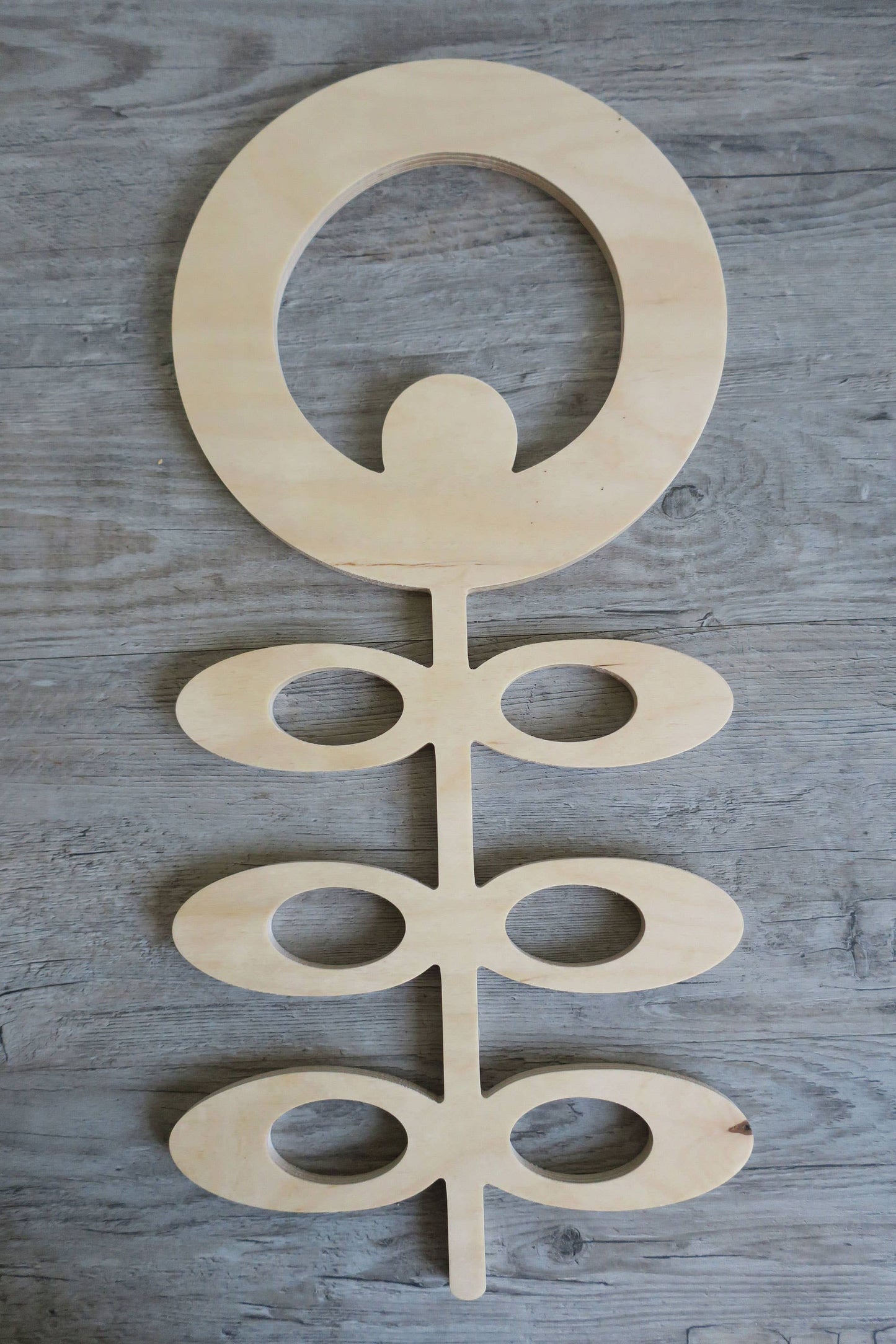 Large wooden Scandinavian folk art flowers wall decor