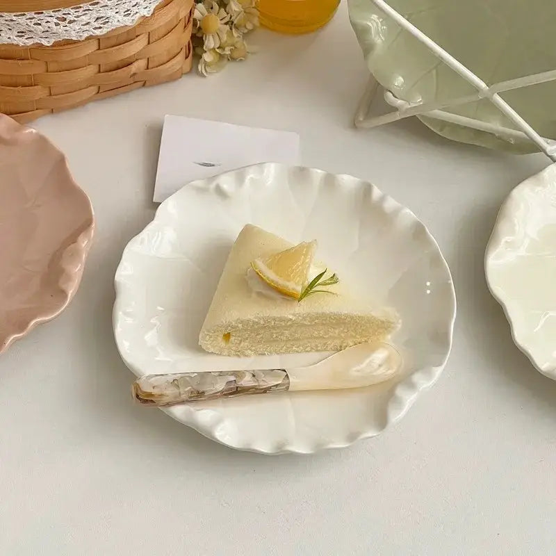 Elegant 6" Ceramic Leaf Dessert & Appetizer Plate (4 colors)