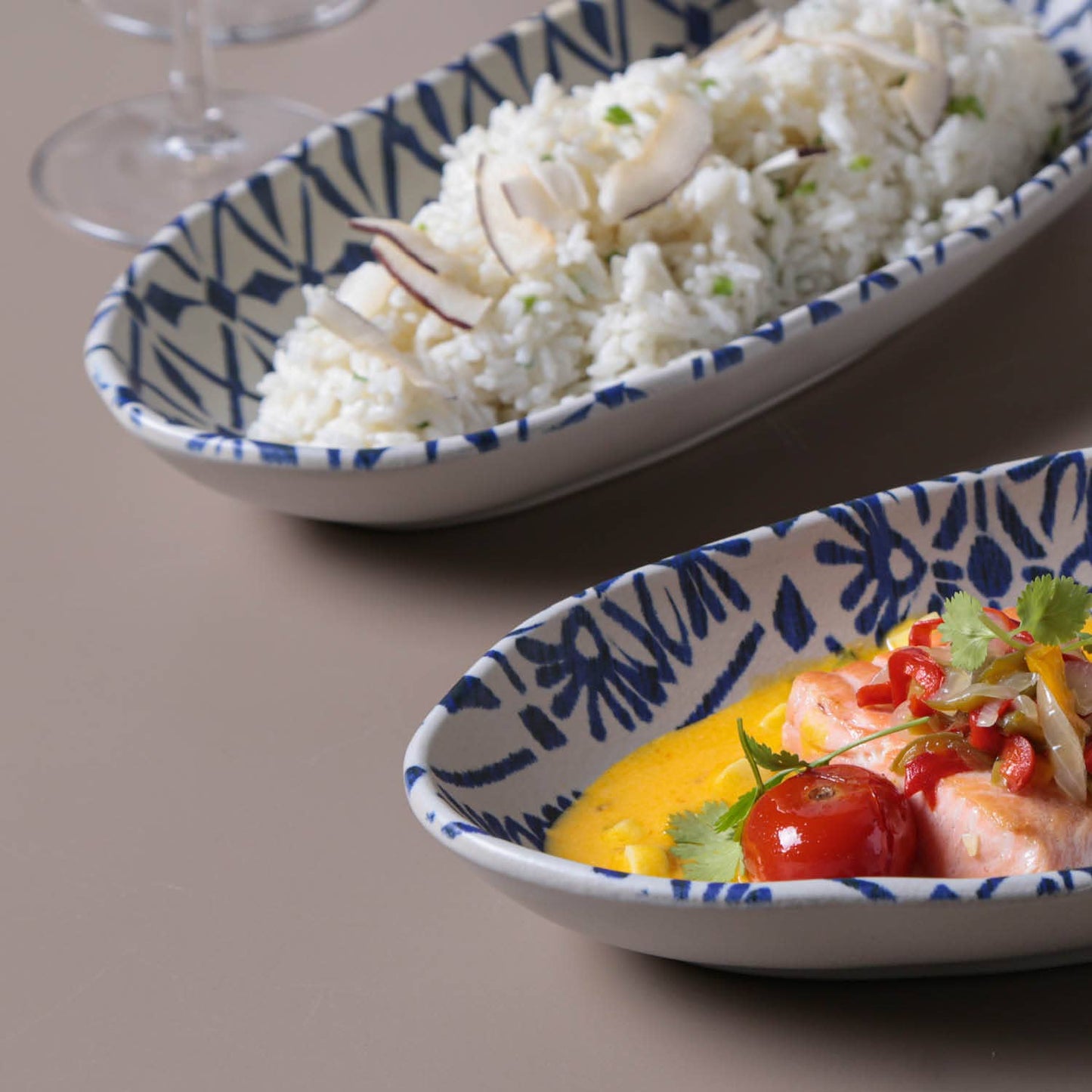 Deep Oval Platter Large 12.6 x 6.3" Set of 2 designs Maya