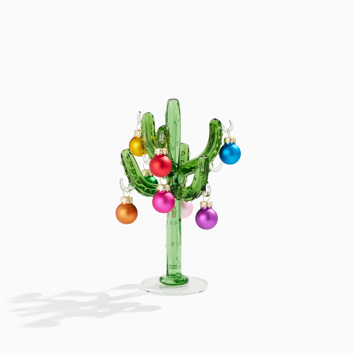 Mini Glass Cactus Tree w/Ornaments