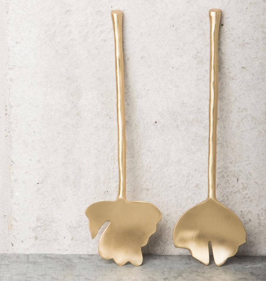 Set Of 2 Leaf Salad Servers In Giftbox
