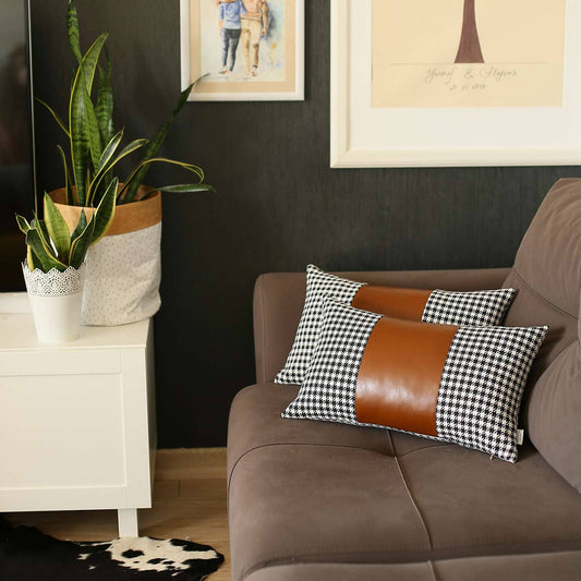 Boho-Chic Decorative Vegan Faux Leather Pillow