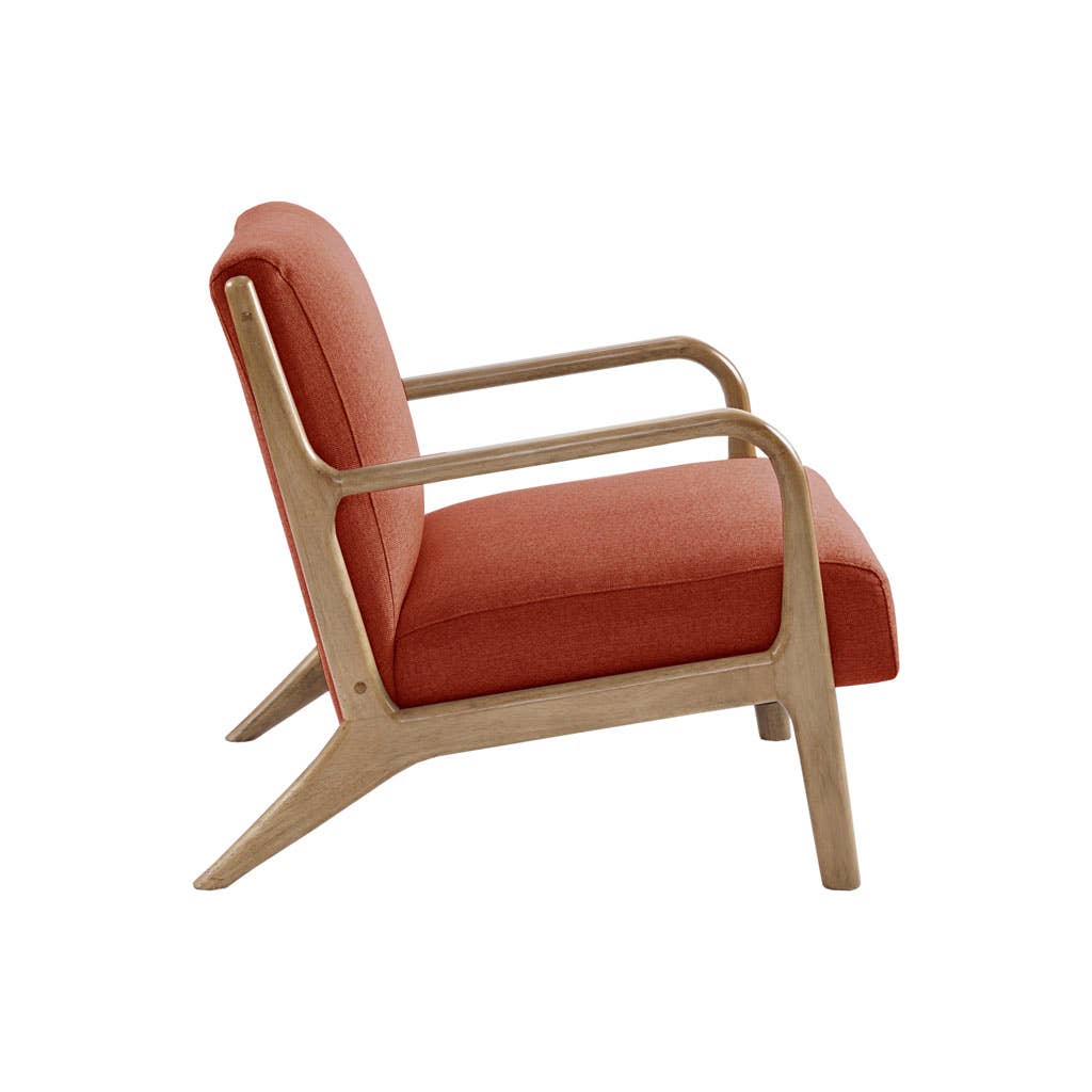Scandinavian Elm Wood Spice Red Lounge Chair *