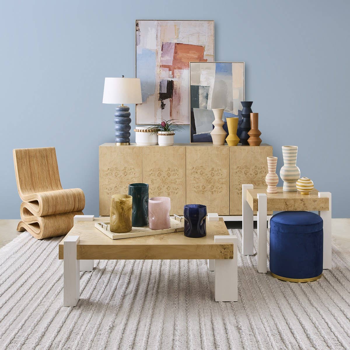 Lena Decorative Striped Ceramic Vase
